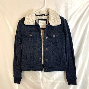 Abercrombie & Fitch Navy Sherpa Lined Jacket in XS